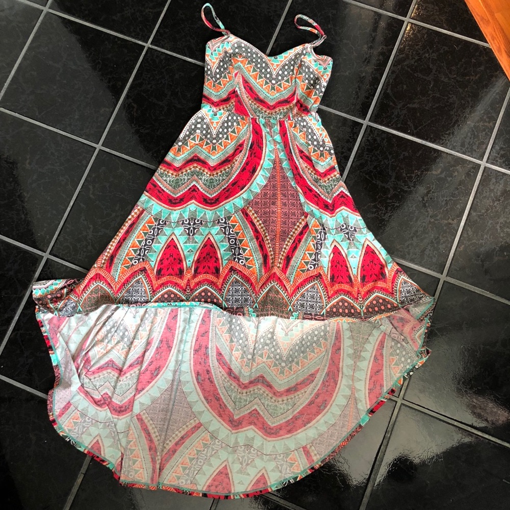 High low printed dress